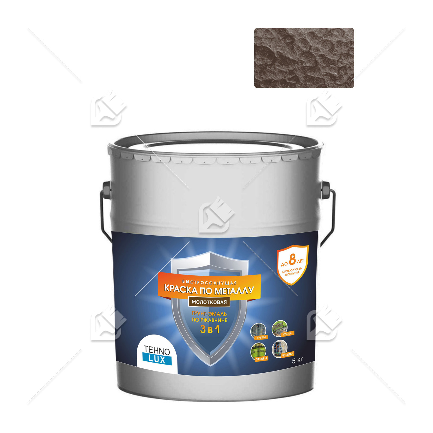 Грунт-эмаль 3 в 1 Технолюкс молотковая терракотовая 5 кг