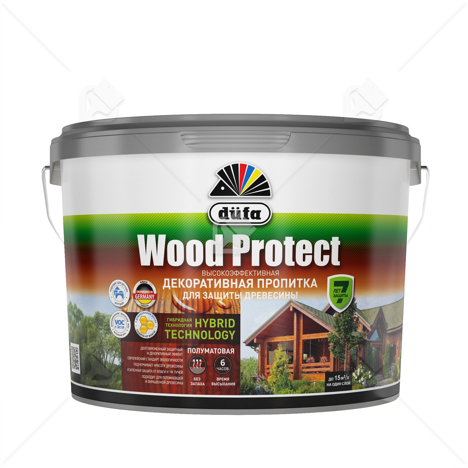 Пропитка декоративная для защиты древесины Dufa Wood Protect бесцветный 9 л