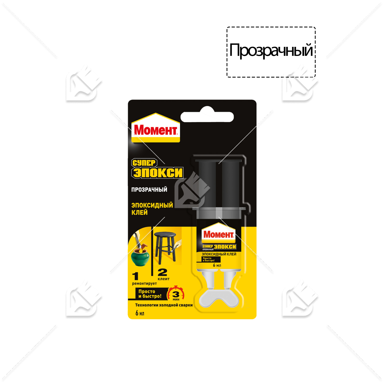 Клей универсальный эпоксидный Момент Супер Эпокси прозрачный 6 мл. шприц