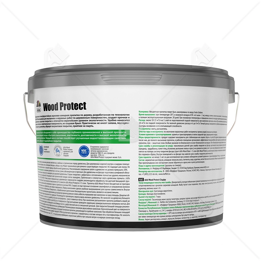Пропитка декоративная для защиты древесины Dufa Wood Protect тик 9 л