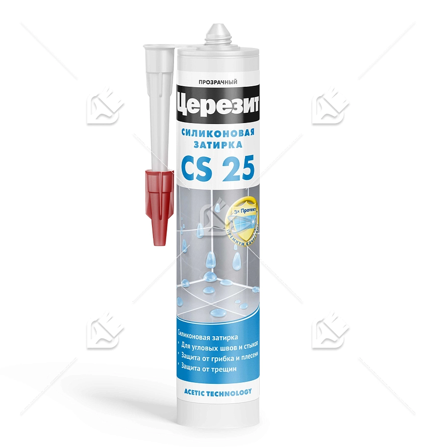 Герметик-затирка силиконовая противогрибковая Церезит CS 25 прозрачный 280 мл