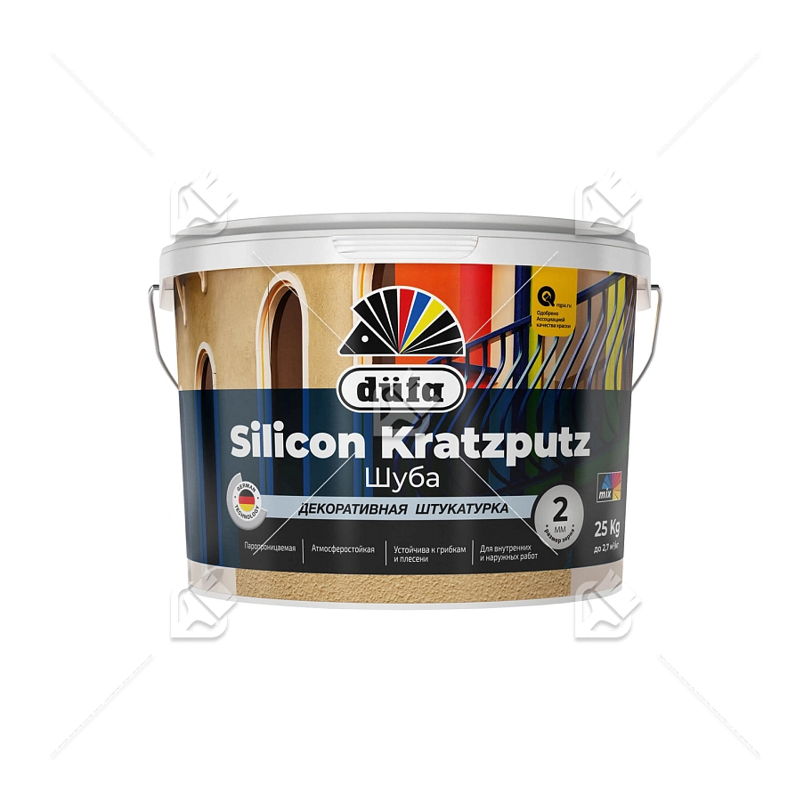 Штукатурка декоративная на силиконовой основе Dufa Silicon Kratzputz шуба 2 мм 25 кг