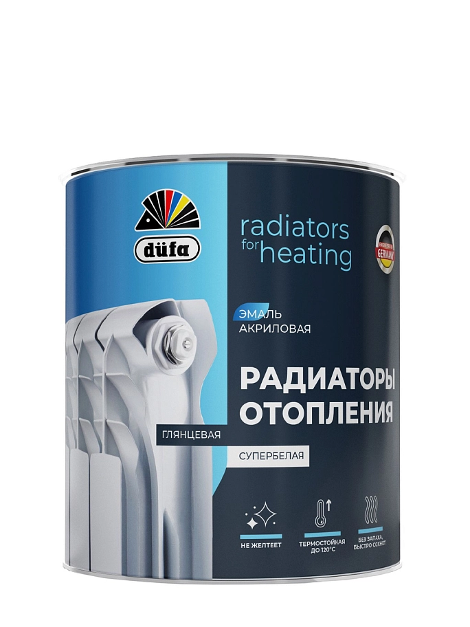 Эмаль для отопительных приборов акриловая Dufa Радиаторы отопления глянцевая супербелая 2 л