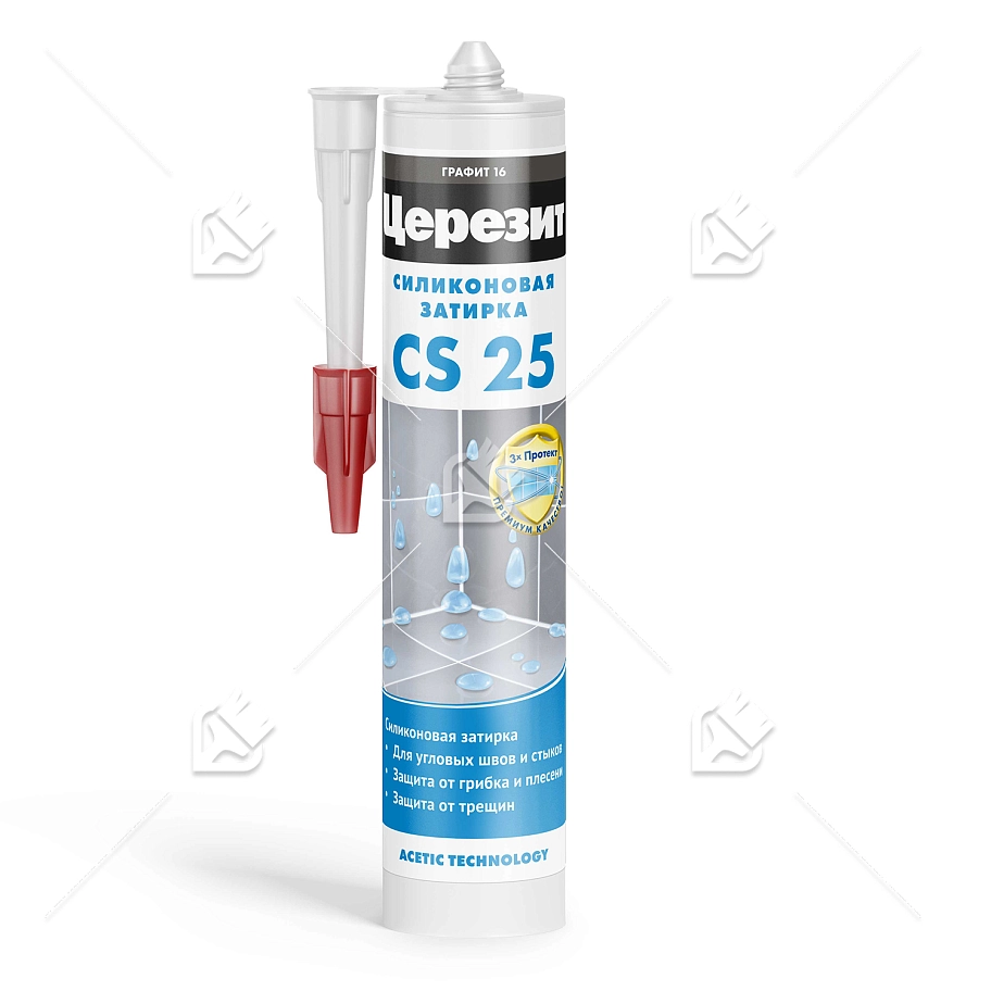 Герметик-затирка силиконовая противогрибковая Церезит CS 25 16 графит 280 мл